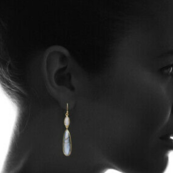 New 18k gold plated moonstone earrings - Picture 3 of 3